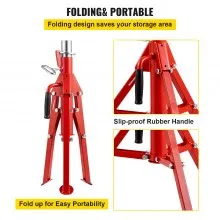 VEVOR V Head Pipe Stand 1/8"-12" Capacidad, altura ajustable 24"-42", Pipe Jack Stands 2500 lb. Capacidad de carga, soportes de tubería plegables portátiles, cuerpo de acero al carbono más duradero