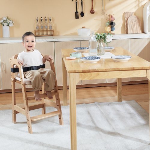 VEVOR Trona de Madera para Bebés y Niños Pequeños, Silla de