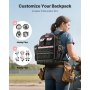 Mochila portaherramientas VEVOR, 56 bolsillos, organizador de herramientas de alta resistencia, bolsa de trabajo con compartimento para portátil y base moldeada, mochila para electricistas, reparadores y técnicos de climatización.
