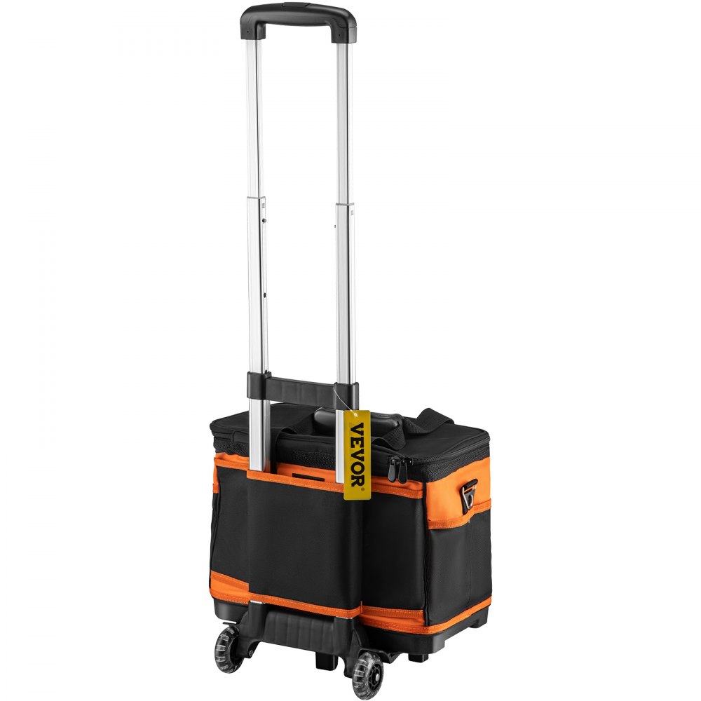 VEVOR Bolsa de Herramientas con Ruedas, Bolsa de Herramientas de 14 pulgadas con 2 Ruedas de 2,56 Pulgadas, 17 Bolsillos, Capacidad de carga de 110 Libras, Bolsa de Herramientas con Ruedas, Negro