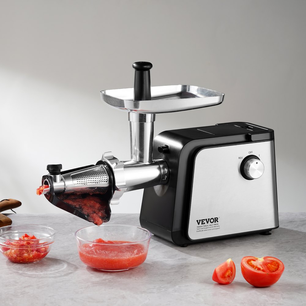 Colador eléctrico de tomate VEVOR, máquina para hacer salsa de tomate de 500 W, colador de alimentos y máquina para hacer salsa de 2,2 kg/minuto, molinillo de alimentos con motor de cobre puro y función de reversa para salsa de tomate, fresa y arándano.