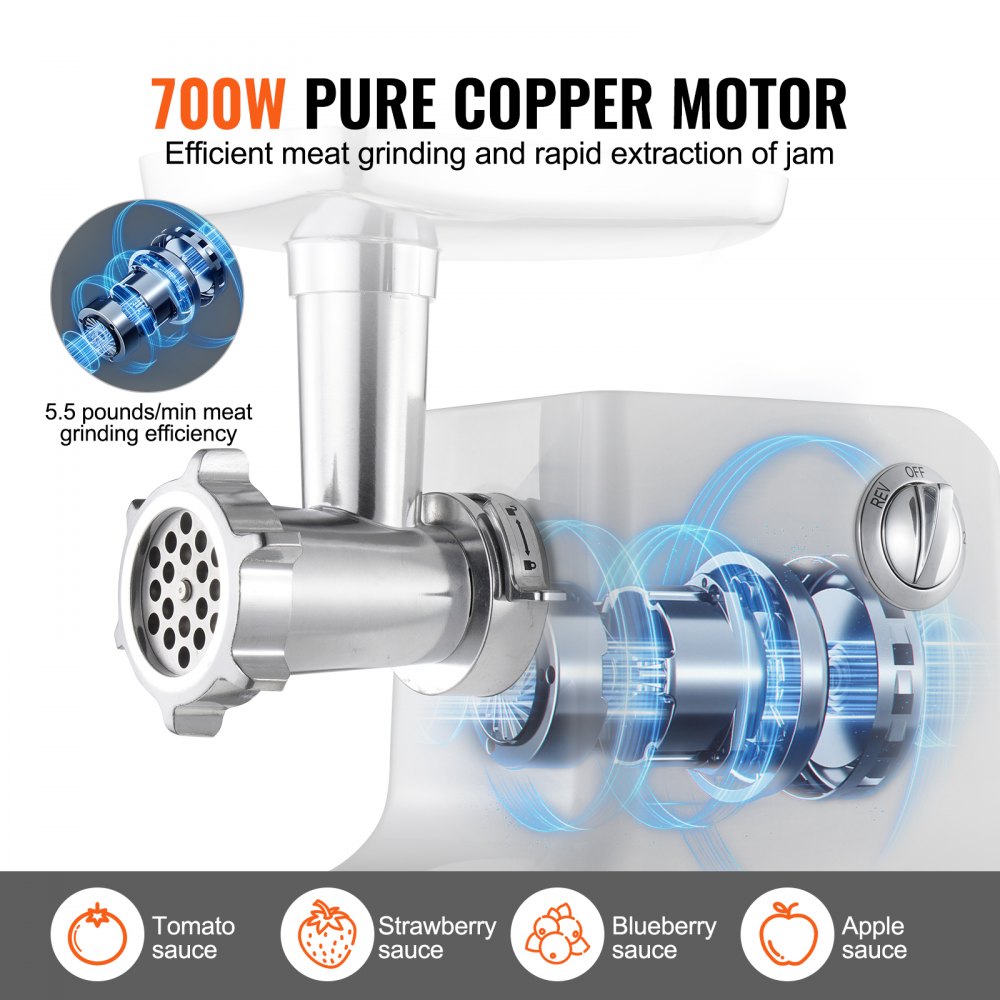 Colador de tomates eléctrico VEVOR, máquina para hacer salsa de tomate de 700 W, colador de alimentos y máquina para hacer salsas de 5,5 LBS/min, molinillo de alimentos con motor de cobre puro con función inversa para salsa de tomate, fresa y arándanos