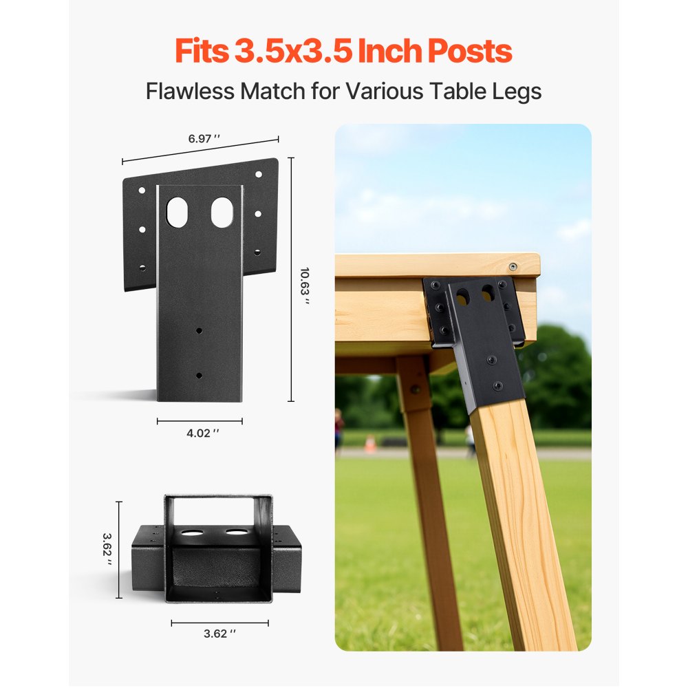 Soportes VEVOR para persianas de ciervos, soporte de plataforma exterior de 3,6 x 3,6 pulgadas, compatible con madera de 88,9 x 88,9 mm, capacidad de 1000 kg, soportes de elevador de acero para persianas de ciervos, persianas de caza y casetas de tiro, 4 unidades
