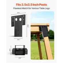 Soportes de plataforma de ángulo compuesto para madera de 3,5 x 3,5 pulgadas (88,9 x 88,9 mm), 4 unidades