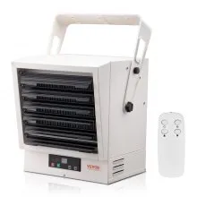VEVOR Calentador eléctrico de garaje, calentador digital de 10000 vatios con ventilador forzado para montaje en pared/techo, con control remoto, protección contra sobrecalentamiento, calentador cableado con temporizador de 9 horas, ideal para taller, certificación ETL