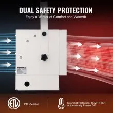 VEVOR Calentador eléctrico de garaje, calentador digital de 5000 vatios con ventilador forzado para montaje en pared/techo, con control remoto, protección contra sobrecalentamiento, calentador cableado con temporizador de 9 horas, ideal para taller, certificación ETL