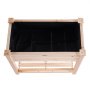 Cama de jardín de madera VEVOR con estante incorporado, forro negro y esquinas reforzadas, vista superior.