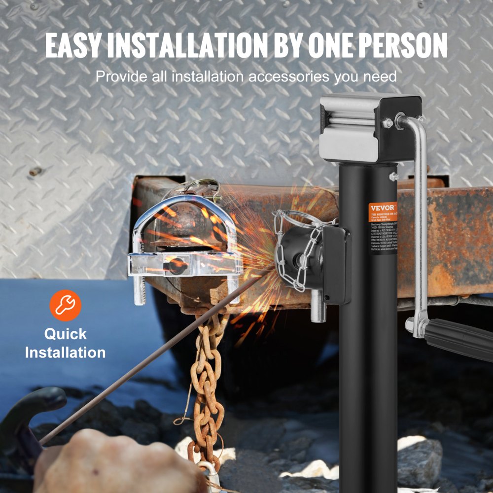 Gato de remolque VEVOR, gato de remolque soldable con capacidad de peso de 2277 kg, soporte de gato de remolque con asa para levantar remolques de RV, remolques para caballos, remolques utilitarios y remolques para yates.
