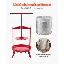 Prensa manual para vino de frutas Prensa para hacer vino 3,69 gal/14 l Acero inoxidable