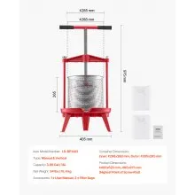 Prensa manual para vino de frutas Prensa para hacer vino 3,69 gal/14 l Acero inoxidable