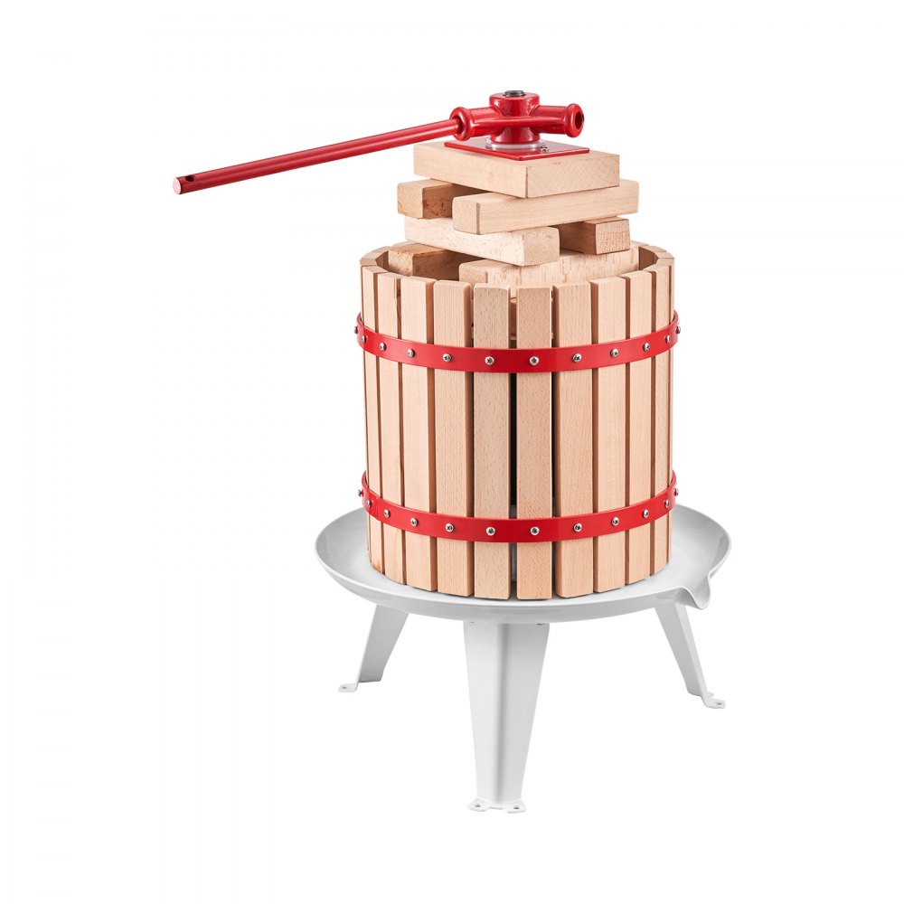 Prensa de vino de frutas VEVOR de 12 L (3,2 galones), cesta de madera maciza con 8 bloques, exprimidor manual resistente, prensa para sidra, tintura de manzana y uva, miel, aceite de oliva, con asa para cocina y hogar.