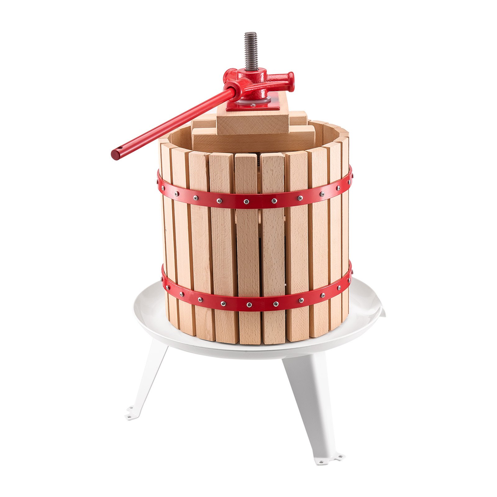 Prensa de vino de frutas VEVOR de 12 L (3,2 galones), cesta de madera maciza con 8 bloques, exprimidor manual resistente, prensa para sidra, tintura de manzana y uva, miel, aceite de oliva, con asa para cocina y hogar.