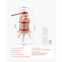 Prensa de vino de frutas VEVOR de 6 l (1,6 galones), cesta de madera maciza con 8 bloques, exprimidor manual resistente, prensa para sidra, tintura de manzana y uva, miel, aceite de oliva, con asa para cocina y hogar.