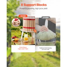 Prensa de vino de frutas Prensa manual para hacer vino Cesta de madera de 1,6 gal/6 l