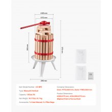 Prensa de vino de frutas Prensa manual para hacer vino Cesta de madera de 1,6 gal/6 l