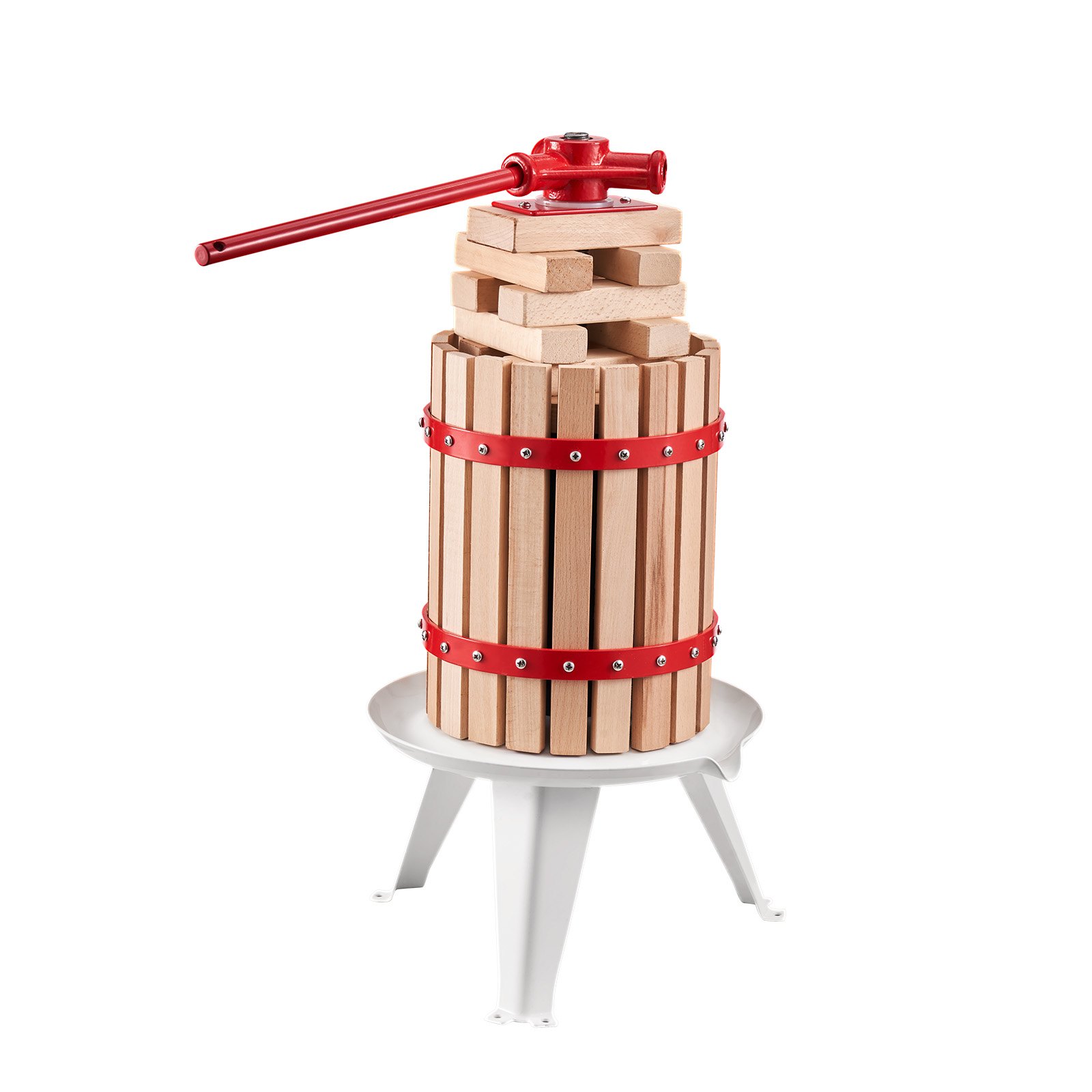 Prensa de vino de frutas VEVOR de 6 l (1,6 galones), cesta de madera maciza con 8 bloques, exprimidor manual resistente, prensa para sidra, tintura de manzana y uva, miel, aceite de oliva, con asa para cocina y hogar.