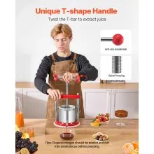 Prensa manual para vino de frutas Prensa para hacer vino 0,44 gal/1,65 l Acero inoxidable