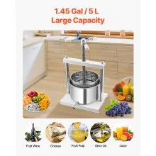 Prensa manual para vino de frutas Prensa para hacer vino 1,45 gal/5 l Acero inoxidable
