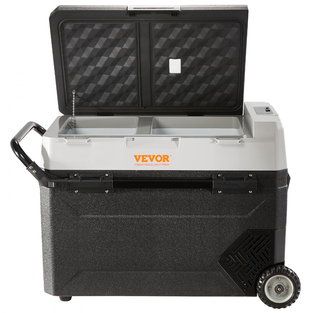 Refrigerador de coche VEVOR, frigorífico de coche de 12 voltios, congelador portátil de doble zona de 56 QT/53 L, rango ajustable de -4°F-50°F, compresor de 12/24 V CC y 100-240 V CA para exteriores, camping, viajes, RV