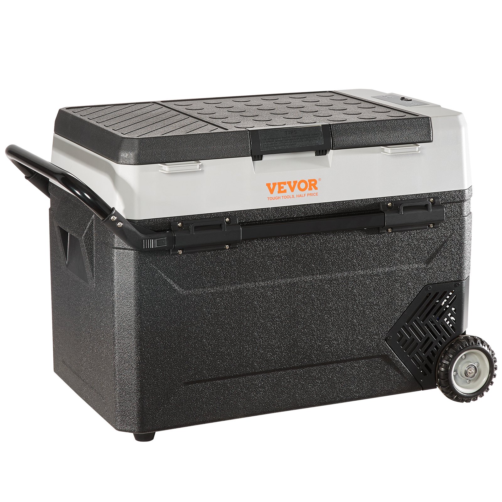 Refrigerador de coche VEVOR, frigorífico de coche de 12 voltios, congelador portátil de doble zona de 56 QT/53 L, rango ajustable de -4°F-50°F, compresor de 12/24 V CC y 100-240 V CA para exteriores, camping, viajes, RV