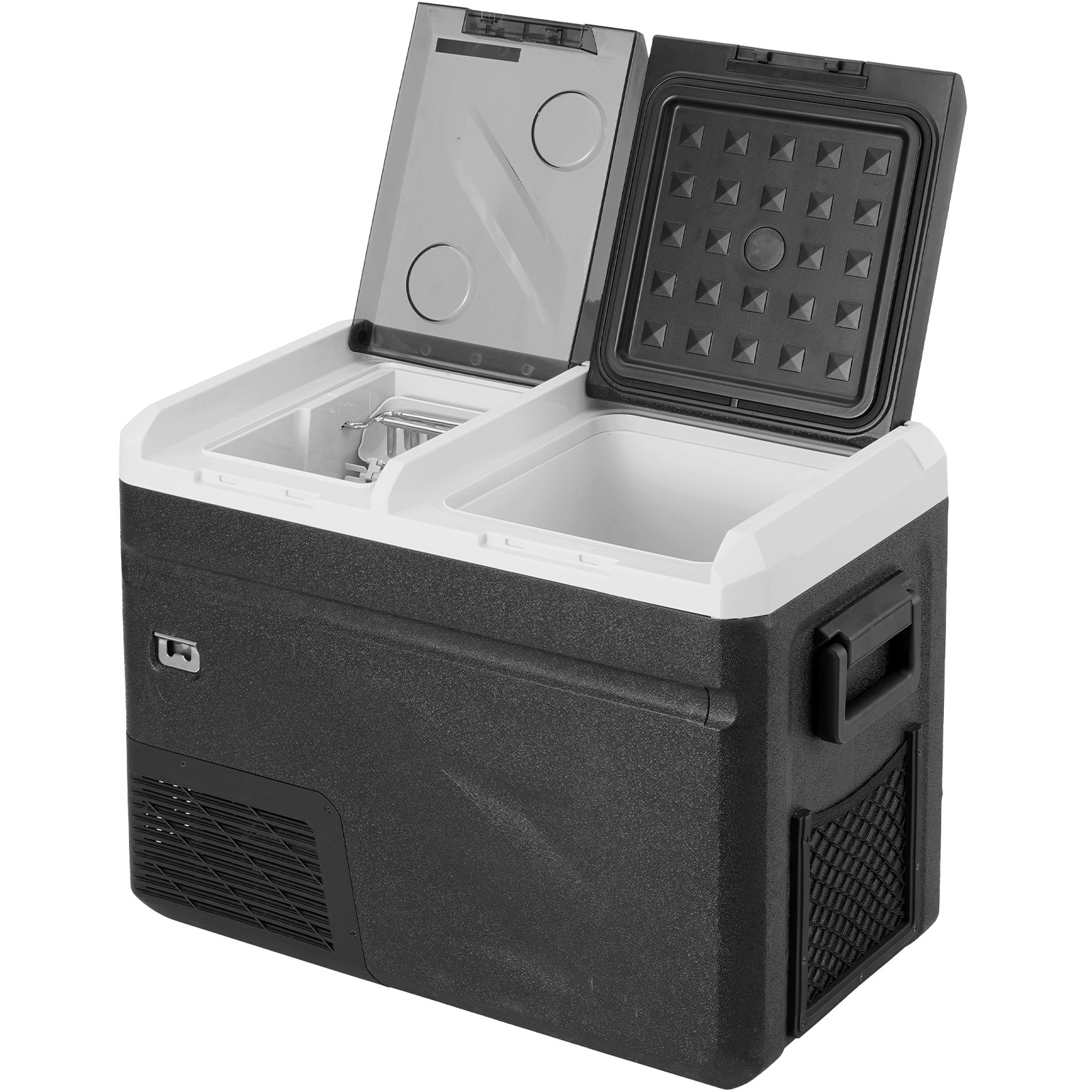 Refrigerador y congelador portátil para automóvil VEVOR con función de fabricación de hielo, 38 cuartos de galón, doble zona