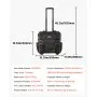 Bolsa de herramientas con ruedas VEVOR, capacidad de carga de 50 kg, 25 bolsillos, resistente, asa telescópica ajustable y base estable, organizador de bolsas de herramientas con ruedas para construcción y mecánicos.