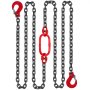 Eslinga de cadena VEVOR con cuatro cadenas resistentes y ganchos rojos.
