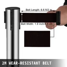 VEVOR 6 uds Postes Separadores Cinta Extensible Barreras De Seguridad Postes de cola con cinturón retráctil para restaurantes al aire libre