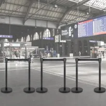 VEVOR Postes Separadores Cinta Extensible Barreras De Seguridad Juego de puntales de 6 piezas con cinturón negro de 6,6 pies/2 m
