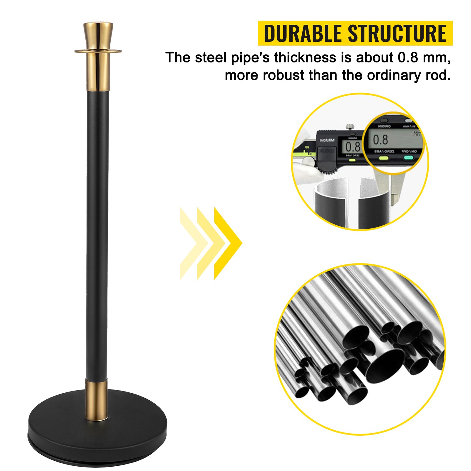 Juego de postes de control de multitudes VEVOR duraderos con tubo de acero de 0,8 mm de espesor.