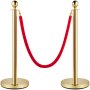 Postes de soporte VEVOR con cuerda de terciopelo rojo y acabado dorado.