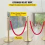 VEVOR Crowd Control Stanchion, Set of 4 Pieces Stanchion Set, Stanchion Set with 5 ft/1.5 m Red Velvet Rope, Crowd Control Barrier