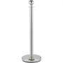 Postes de soporte VEVOR: elegante poste plateado con base redonda y parte superior esférica.