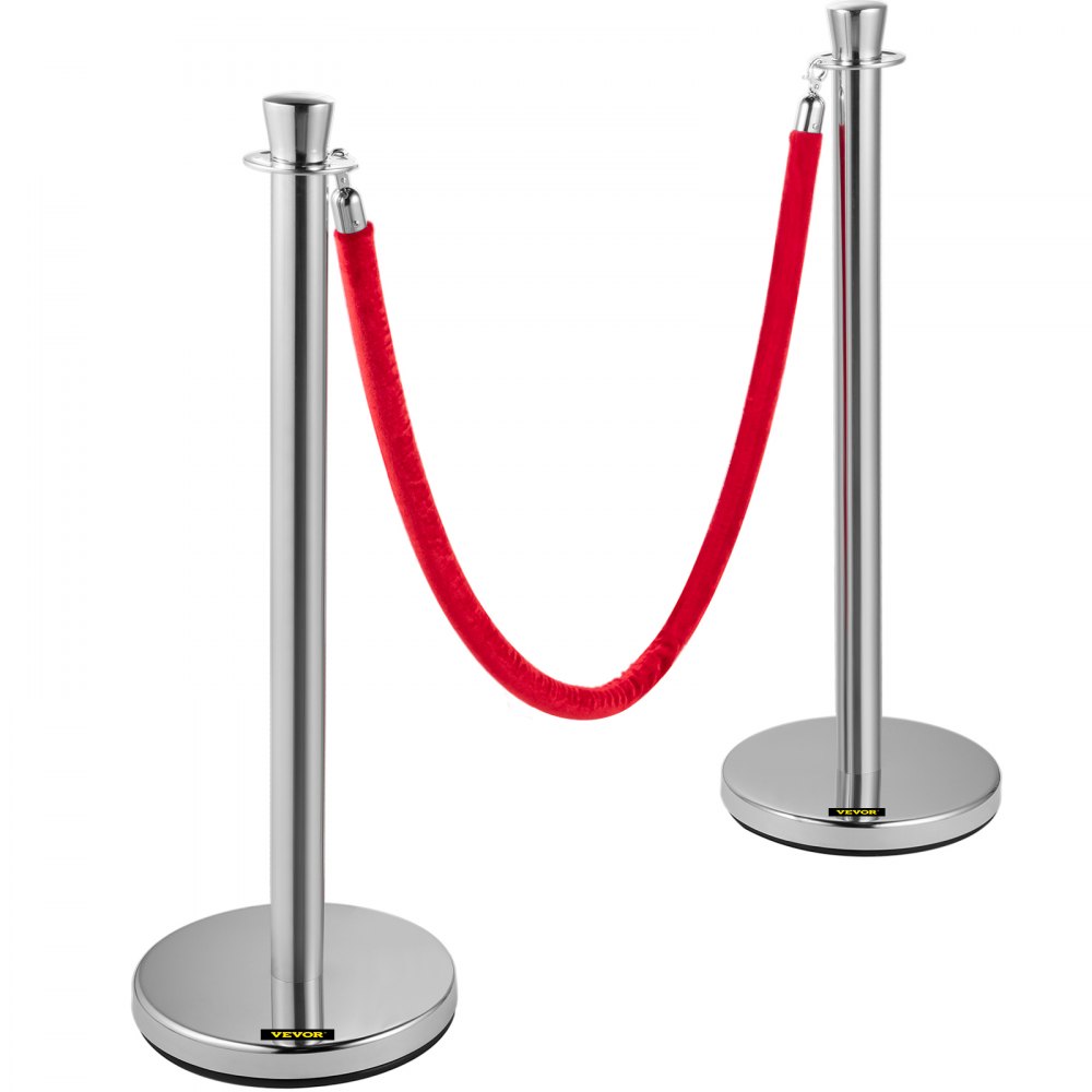 VEVOR Crowd Control Stanchion Stanchion Set de 2 piezas con cuerda de terciopelo rojo