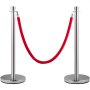 VEVOR Crowd Control Stanchion Stanchion Set de 2 piezas con cuerda de terciopelo rojo