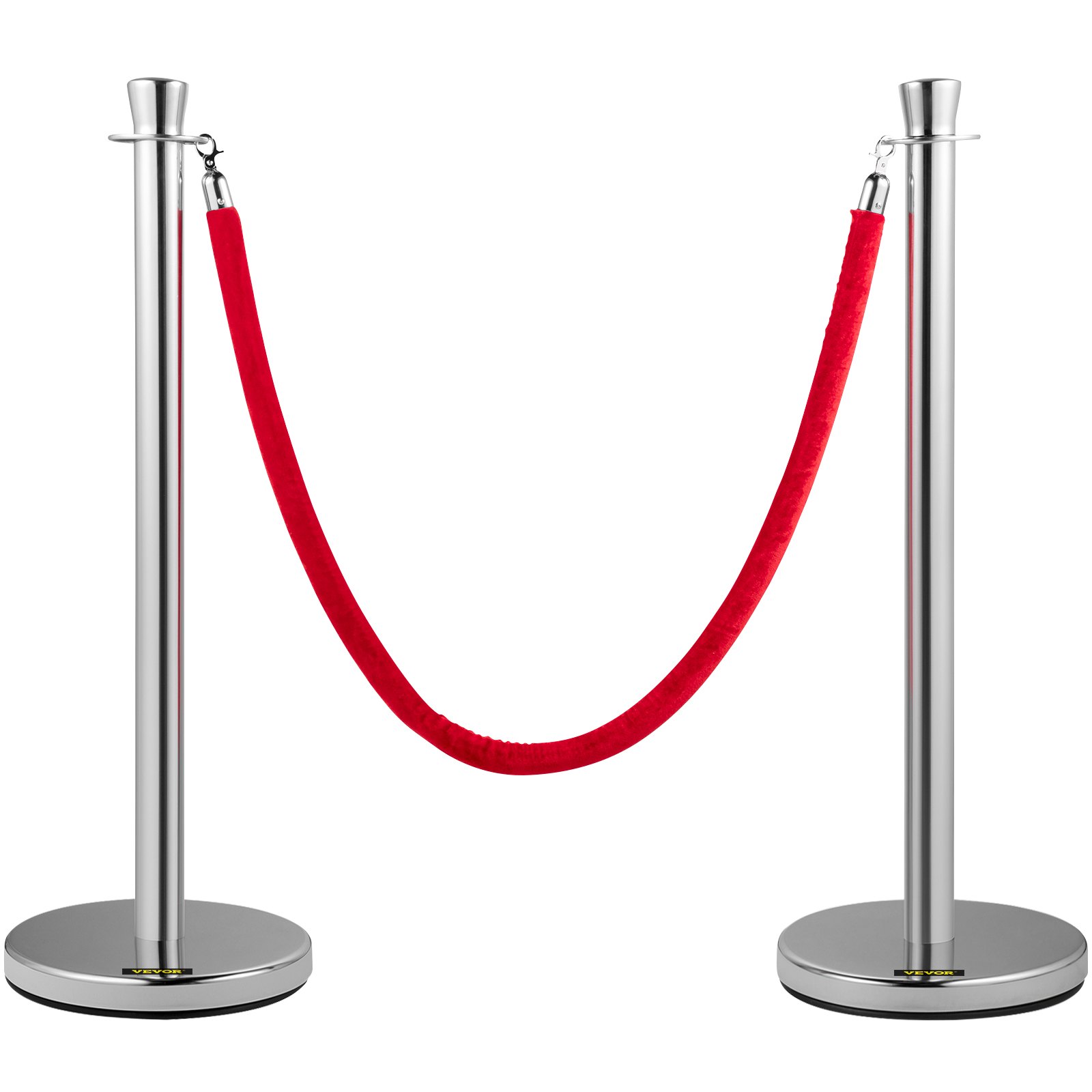 VEVOR Crowd Control Stanchion Stanchion Set de 2 piezas con cuerda de terciopelo rojo