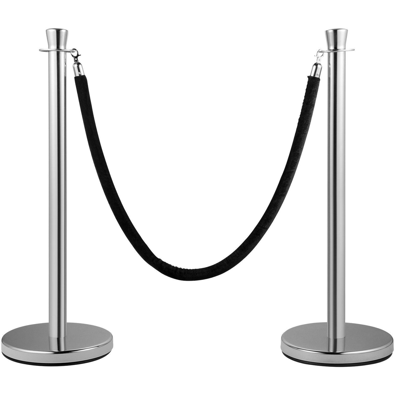 Dos postes de control de multitudes VEVOR con cuerda de terciopelo negro.