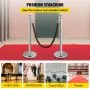 VEVOR Crowd Control Stanchion Stanchion Set 2pcs Set con cuerda de terciopelo negro-plata