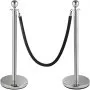 VEVOR Crowd Control Stanchion Stanchion Set 2pcs Set con cuerda de terciopelo negro-plata
