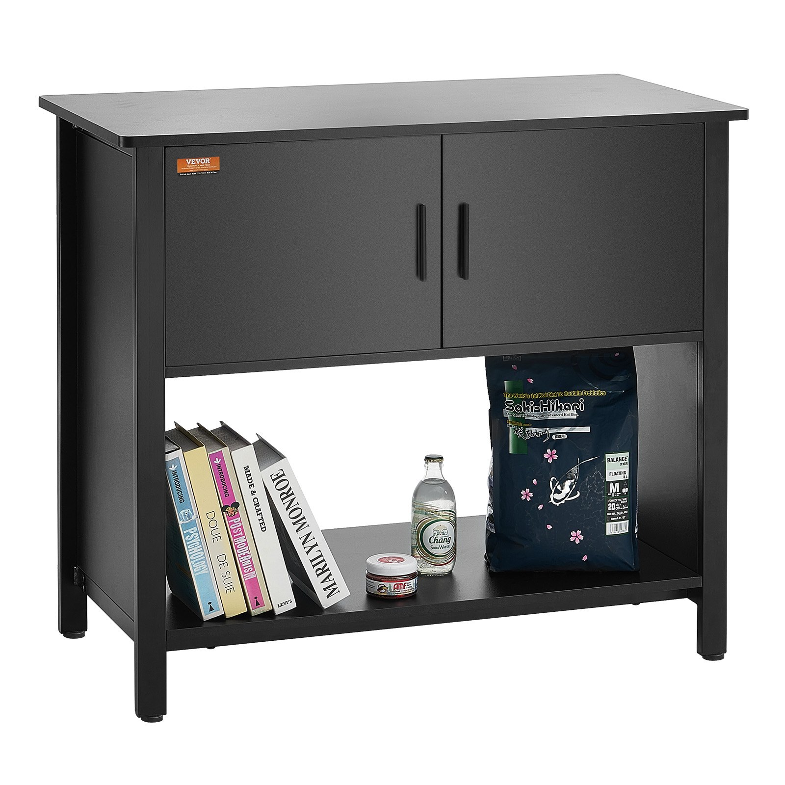 VEVOR Soporte para acuario, soporte para pecera de 40 galones, 36,6 x 18,9 x 31,5 pulgadas, soporte para pecera de acero y MDF, capacidad de carga de 335 libras, soporte para pecera de reptiles con gabinete de almacenamiento y panel de energía integrado, negro