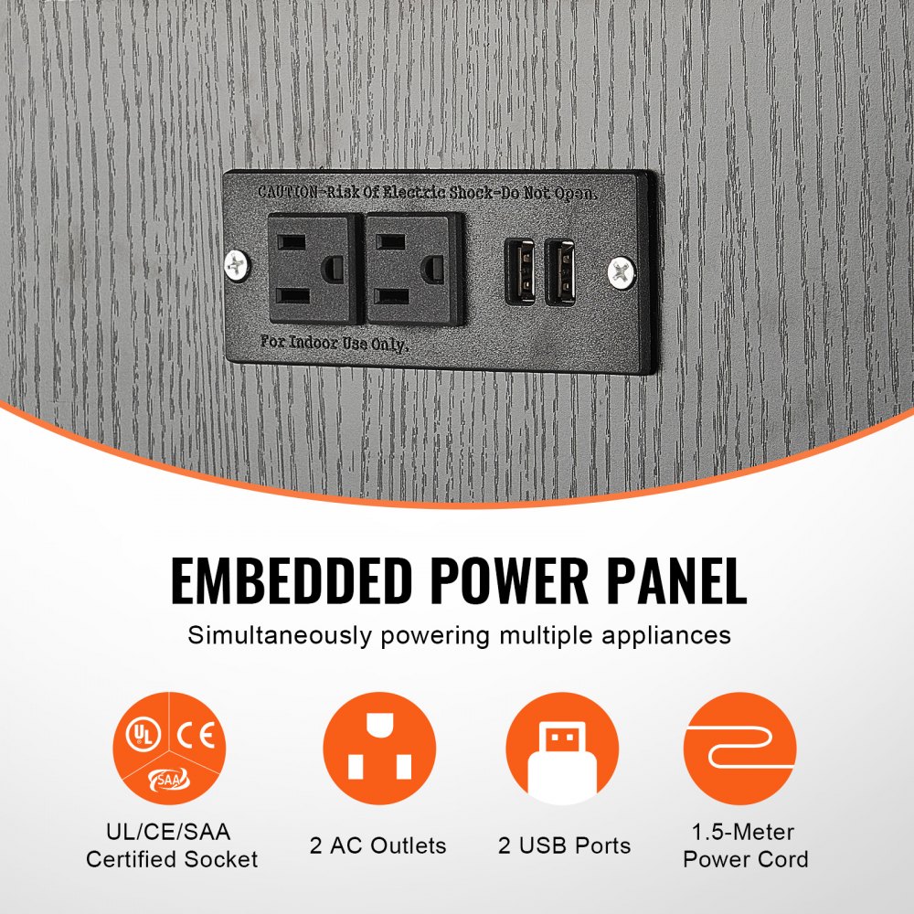 Soporte para acuario VEVOR de 20 galones, 65 x 42 x 80 cm, fabricado en acero y MDF, capacidad de carga de 75 kg, con gabinete de almacenamiento y panel de alimentación integrado, color negro.