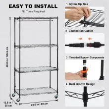 VEVOR - Estante para plantas con luz de cultivo, estante para plantas de 4 niveles con luz de cultivo de espectro completo de 45 W, luz para plantas de 3 modos con temporizador y rueda para iniciar la siembra, estante de luz de cultivo de metal para plantas de interior