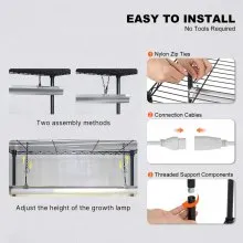 VEVOR Soporte para plantas con luz de cultivo, estante para luz de cultivo con cubierta y termómetro, estante para plantas de 4 niveles de 180 W con luz de cultivo, mini invernadero con luz de espectro completo y temporizador para iniciar semillas