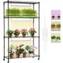 VEVOR - Estante para plantas con luz de cultivo, 4 niveles, 90 W, luces de espectro completo, estante de metal ajustable para plantas de jardinería, estante para cultivo de plantas para iniciar semillas, 35,4" de largo x 13,8" de ancho x 59,1" de alto