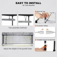 VEVOR Estante para plantas con luz de cultivo, estante grande para plantas de 6 niveles con luz de cultivo de espectro completo de 3000 K y 200 W, estante para luz de cultivo interior con temporizador y rueda para iniciar la siembra, 47,2" de largo x 13,8" de ancho x 70,8" de alto