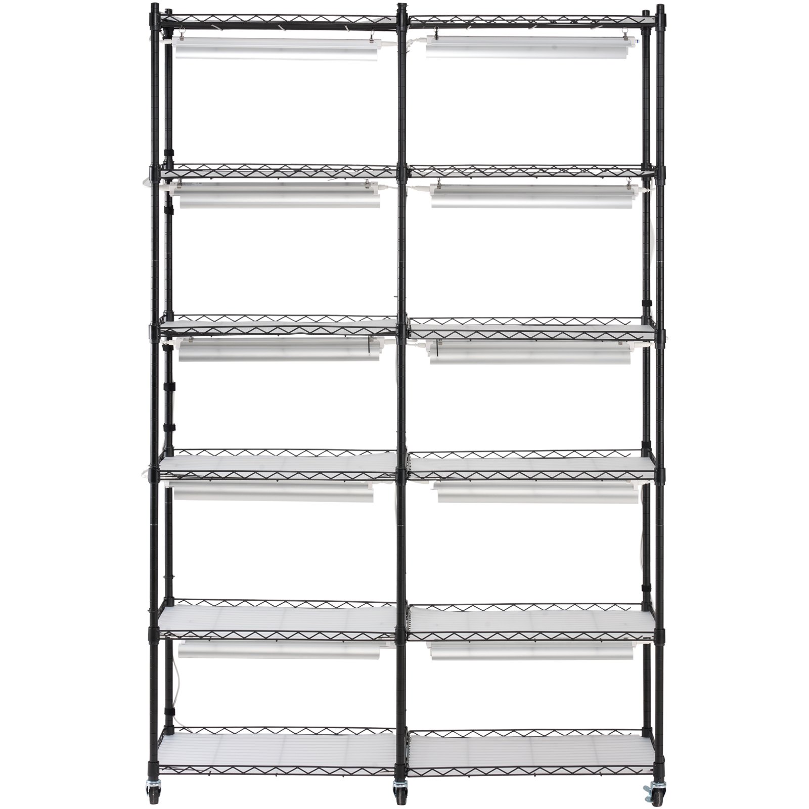 VEVOR - Estante para plantas con luz de cultivo, 6 niveles, 200 W, luces de espectro completo, estante de metal para plantas con temporizador, estante para cultivo de plantas de jardín para iniciar semillas, 35,4" de largo x 13,8" de ancho x 59,1" de alto