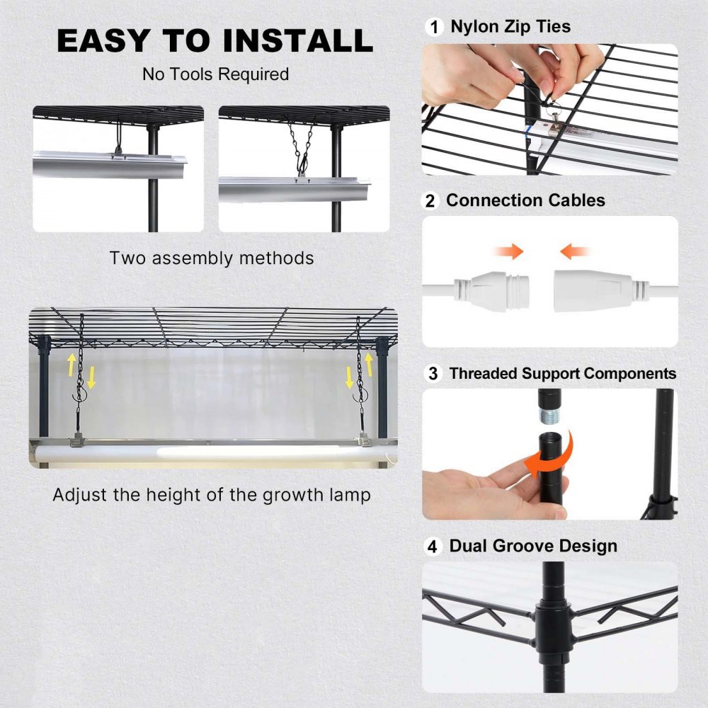 VEVOR - Estante para plantas con luz de cultivo, 6 niveles, 150 W, 3 modos de luz de espectro, estante de metal para plantas con temporizador, estante para cultivo de plantas de jardín para iniciar semillas, 75 cm de largo x 35 cm de ancho x 180 cm de alto