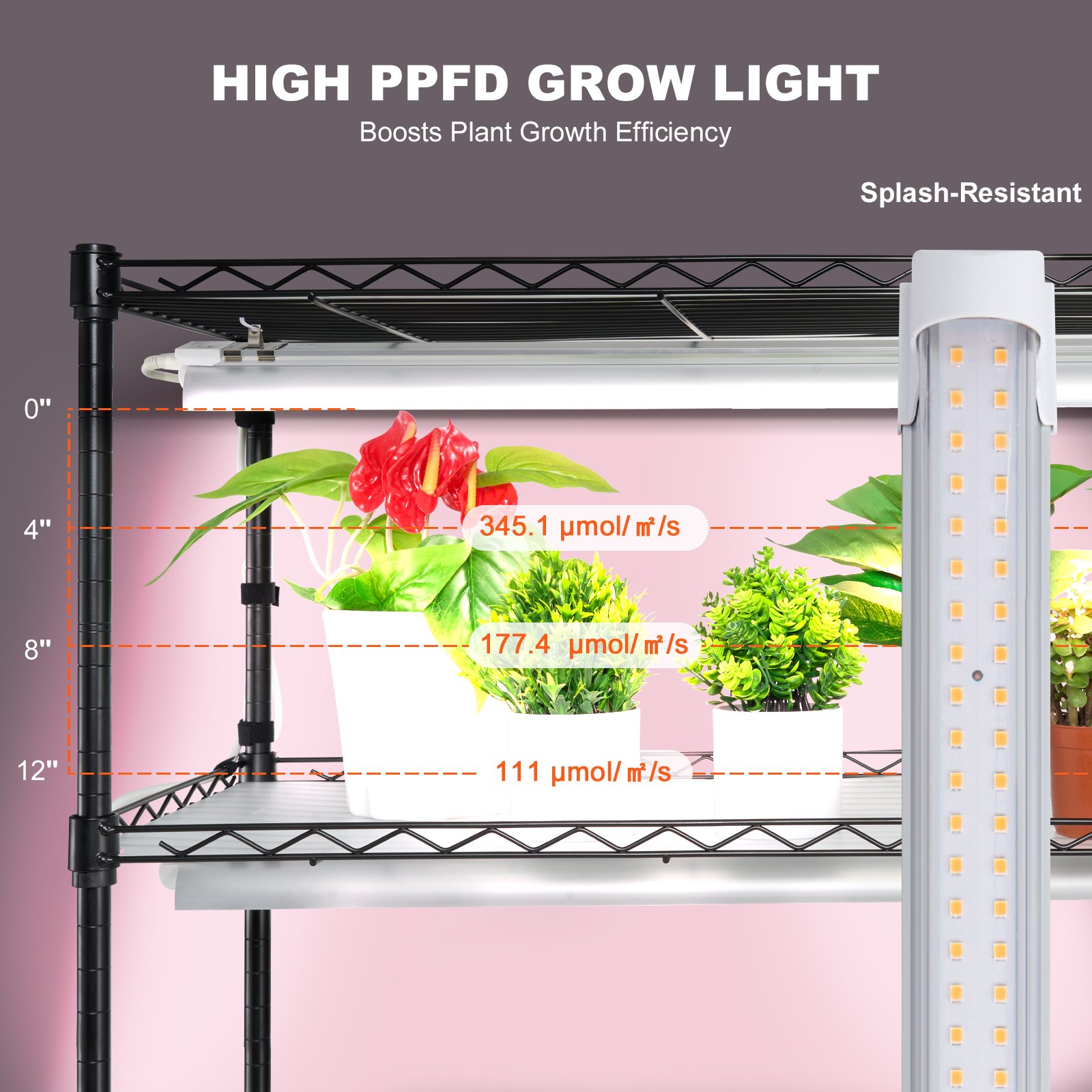 VEVOR - Soporte para plantas con luz de cultivo, estante grande de 6 niveles con luz de cultivo de espectro completo de 150 W, luz LED para plantas de interior con temporizador y rueda para sembrar semillas (89 cm de largo x 35,8 cm de ancho x 180 cm de alto)