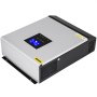 Inversor solar híbrido VEVOR con pantalla LED y carcasa plateada.