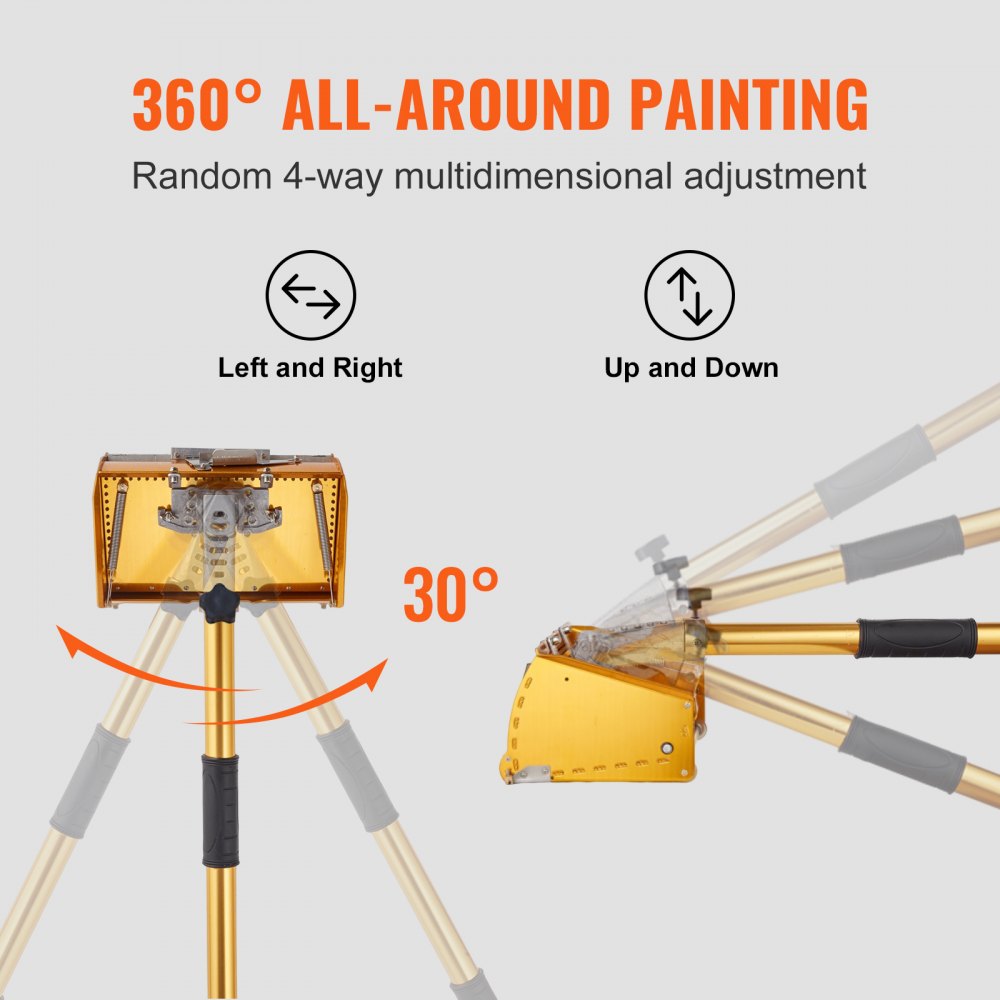 Mango plano para paneles de yeso VEVOR, 40''-64'', mango extensible de aluminio anodizado con acabado plano, longitud ajustable en 5 secciones, agarre antideslizante y pintura de 360° para placas de yeso, paneles de yeso y placas de yeso.